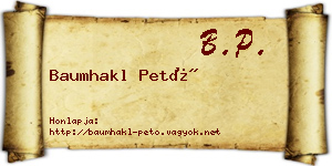 Baumhakl Pető névjegykártya